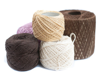 balls of yarn on white background