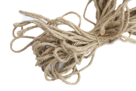associated coil of rope on a white background