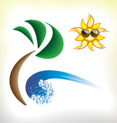 Icon of sunny beach