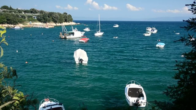 Small boats in a bay in Sveta Marina, Istria, Croatia