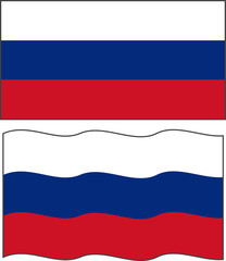 Flat and waving Russian Flag. Vector