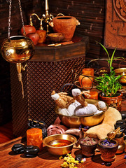 Ayurvedic spa massage still life