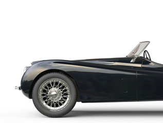 Black vintage car - side view, front part
