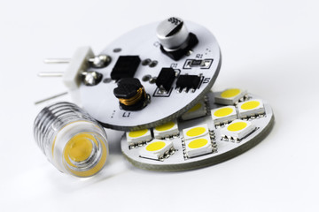 two different types of G4 LED bulbs and electronics side of led