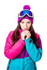 cute girl in a ski suit