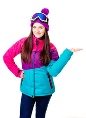 cute girl in a ski suit