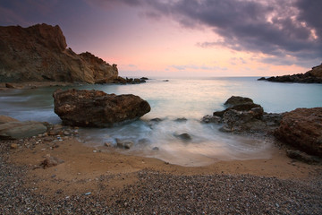 Fototapeta na wymiar Sunset over the sea in Crete, Greece.