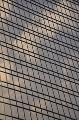 Moscow City - skycraper facade clouds mirroring