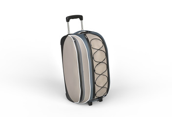 Neutral brown travel baggage suitcase on white background