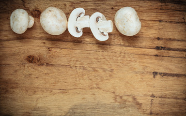 Food. Fresh white mushrooms champigonons