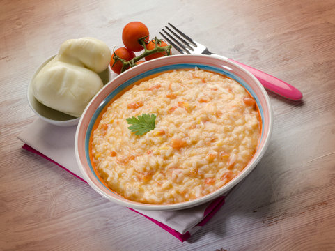 risotto with fresh tomatoes  and scamorza cheese
