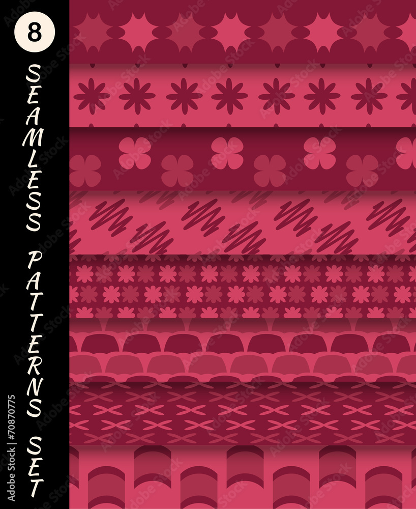 Poster seamless patterns set. geometric textures