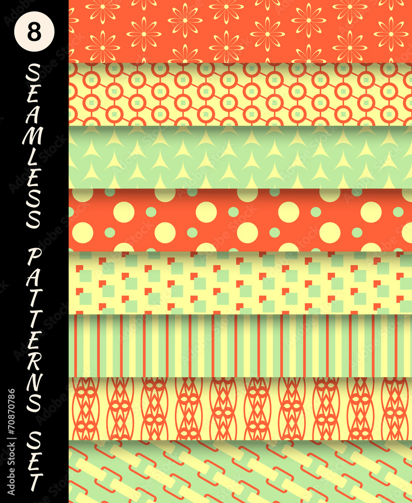 Aufkleber seamless patterns set. geometric textures