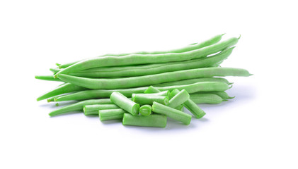 green beans on white background