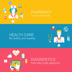 Medical pharmacy infographics flat icons set healthcare