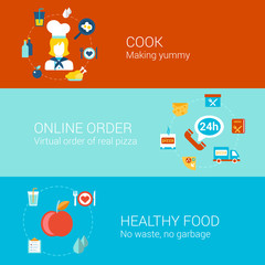 Food cooking infographic concept flat icons set cook professonal