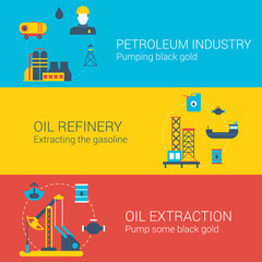 Oil power infographics concept flat icons set petroleum industry