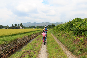 田舎道のサイクリング