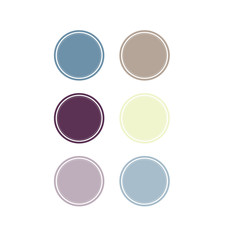 Set of six light colored round badges for logos