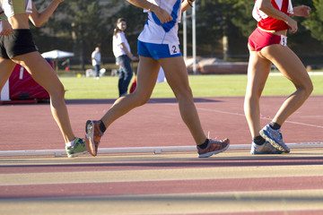 young  woman on running race