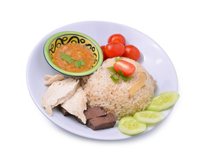 rice steamed with chicken soup, thai food