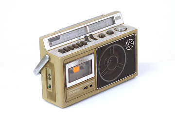 Fototapeta premium retro ghetto blaster isolated on white background.