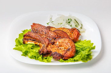 Fried meat on a bone