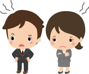 不信感を表すスーツの男女