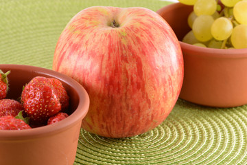 fresh fruits. strawberry, apple, grape