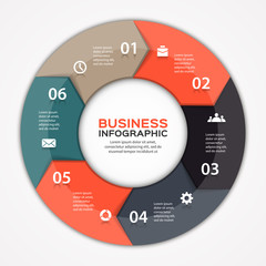 Vector circle arrows infographic diagram 6 options