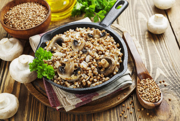 Buckwheat porridge with mushrooms
