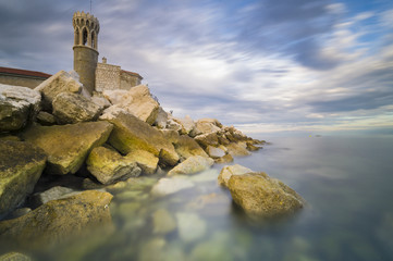 Miasto nad Adriatykiem widziane z wody.Piran,Słowenia © Mike Mareen