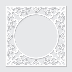Filigree frame paper cut.