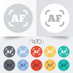 Autofocus photo camera sign icon. AF Settings.