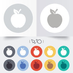 Apple sign icon. Fruit with leaf symbol.