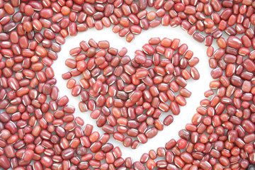 Beans are combined into the shape of heart