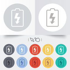 Battery charging sign icon. Lightning symbol.