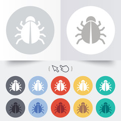 Bug sign icon. Virus symbol. Software bug error