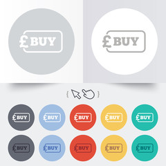Buy sign icon. Online buying Pound button.