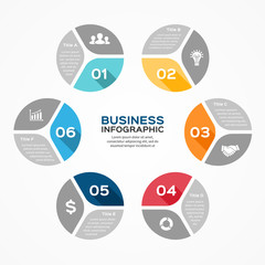 Circle infographic, diagram, presentation 6 options
