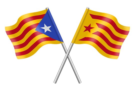 Banderas: Cataluña, Estelada blava y Estelada roja