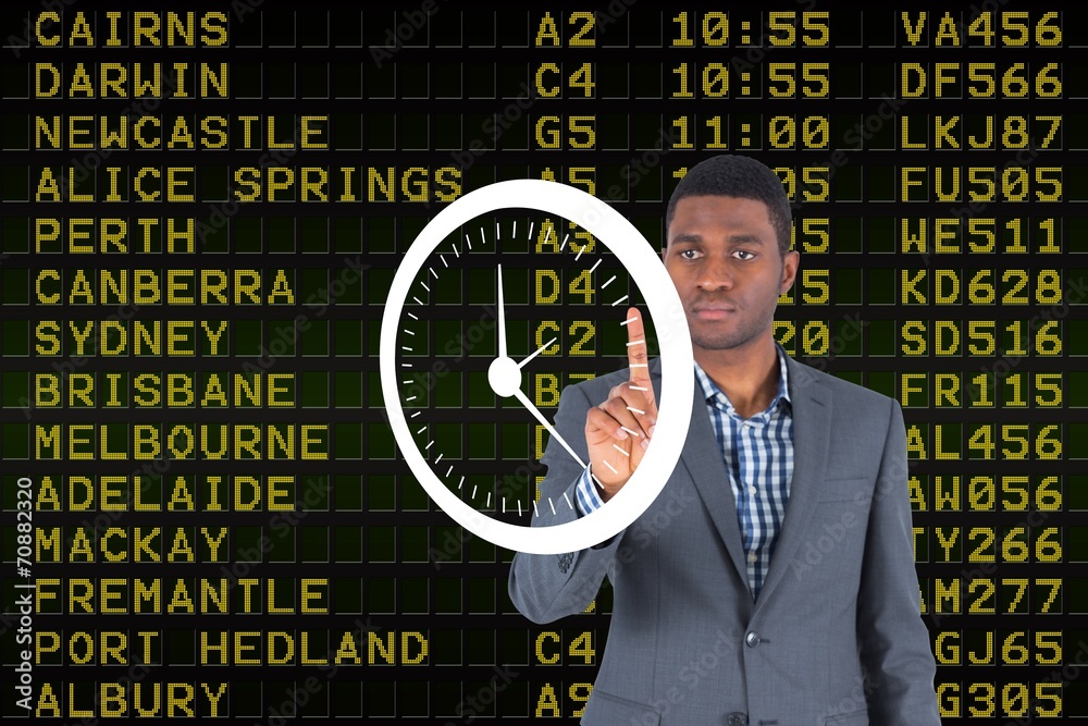 Poster composite image of focused businessman pointing