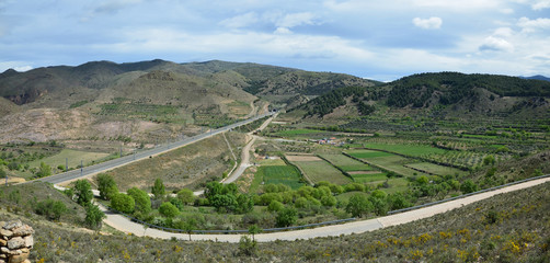 Panoramic spring view of the Spanish region Aragon