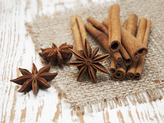Star anis and cinnamon stick