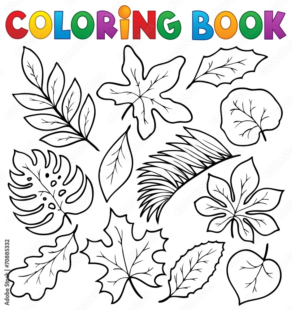 Wall mural coloring book leaves theme 1