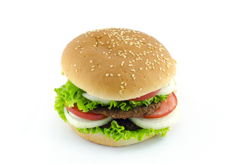 Tasty hamburger isolated on white background