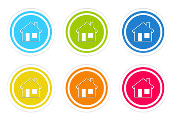 Set of rounded colorful icons with house symbol