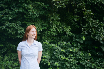 Businesswoman Among Green Nature