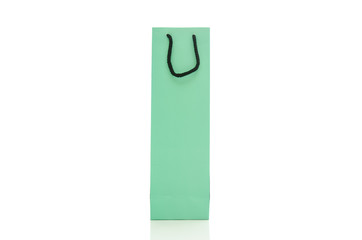 Green shopping bag on white background