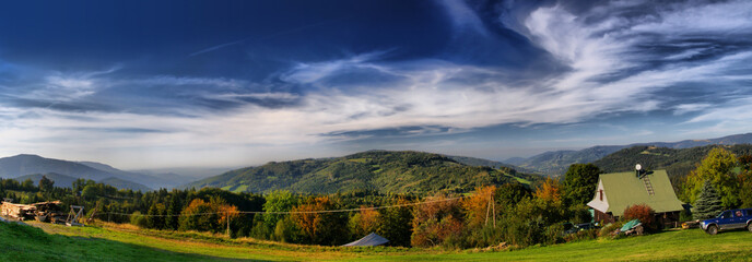 Panorama of mountain. Trzy Kopce, Beskid Śląski, Poland - 70890155